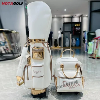 2023 Новая женская модная сумка для гольфа из белого золота с роликовой профессиональной сумкой для гольфа