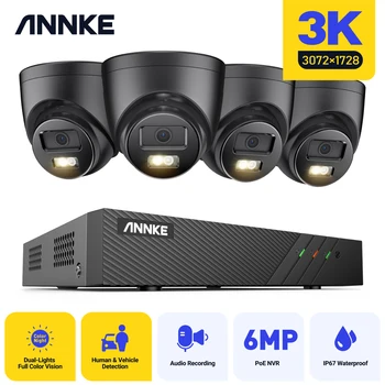 ANNKE 3K 5MP Ultra HD POE Система Видеонаблюдения 8-КАНАЛЬНЫЙ Видеорегистратор 3K Камеры Безопасности Комплект видеонаблюдения Smart Dual Lights Ip-камера