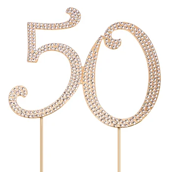 Блестящий топпер для торта 50 50th Birthday, украшающий номер страза, дизайн кристаллов блестящий
