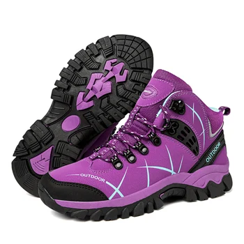Женские горные походные ботинки, противоскользящие альпинистские походные снегоступы, женские большие размеры 35-42, походная обувь для девочек, походная обувь с мехом