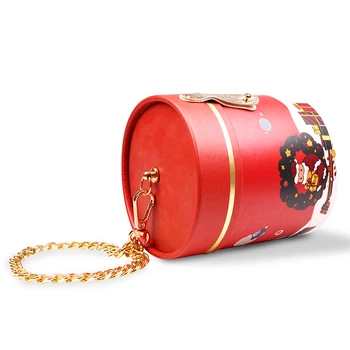  коробка Пакета прополки Подарка Красного Цилиндра customizd design Роскошная Подгонянная Роскошью С Металлической Цепью