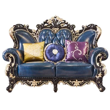 новые поступления, роскошный кожаный диван из массива дерева в европейском и американском королевском стиле