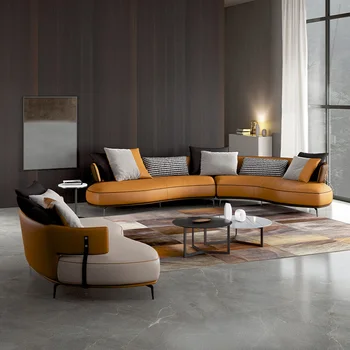Секционный комплект диванов для гостиной, комплект Nordic Recliner, модульные диваны для гостиной, современная изогнутая мебель для дома в стиле канапе SR50LS